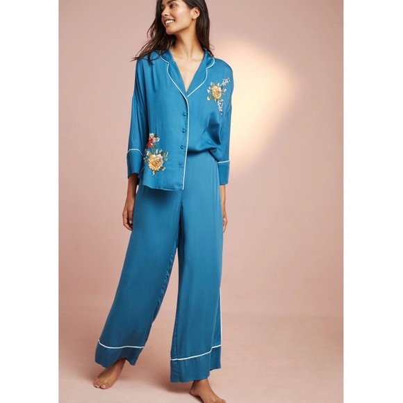 Anthropologie Other - NWT Anthropologie Floreat Woven Sleep Pants Pajamas Blue Women’s size large soft